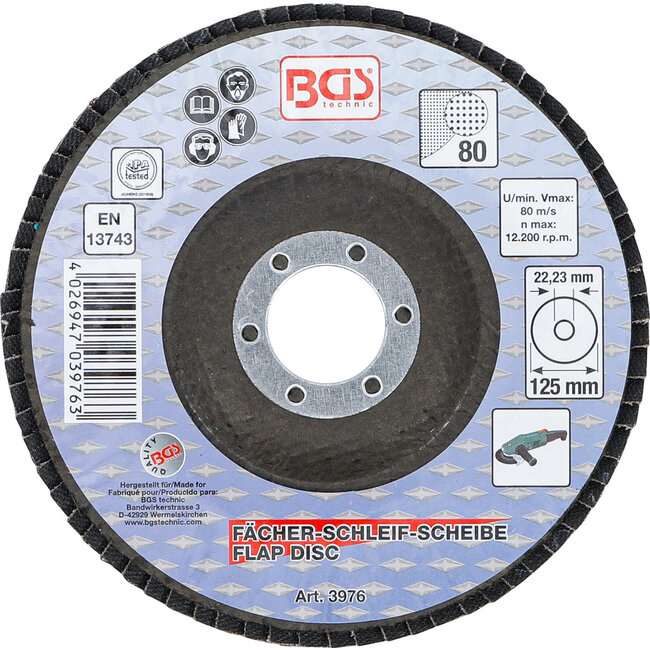 BGS Lamellenslijpschijf 125 mm, korrel 80