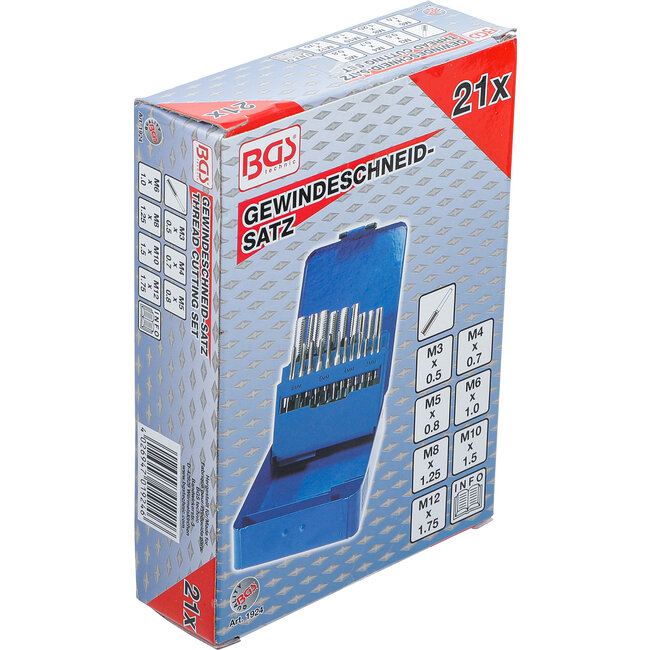 BGS Draadsnijtapset - M3 t/m M12 - 21 delig
