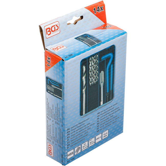 BGS Schroefdraad reparatieset - M12 x 1,75 mm - 14 delig