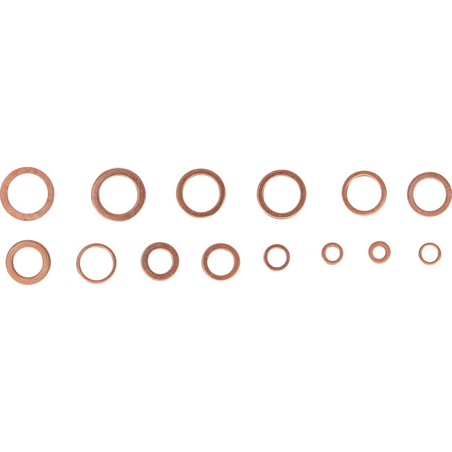 BGS Assortiment afdichtringen koper metrisch voor olieaftapschroeven, 75 delig