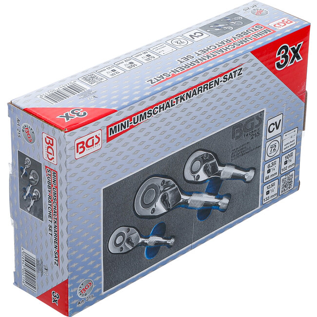BGS Mini ratelsleutelset 1/4", 3/8" en 1/2", 3 delig