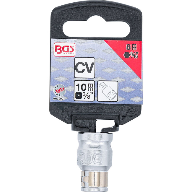 BGS Bitadapter met blokkeerkogel binnenvierkant 3/8" - binnenzeskant 5/16"