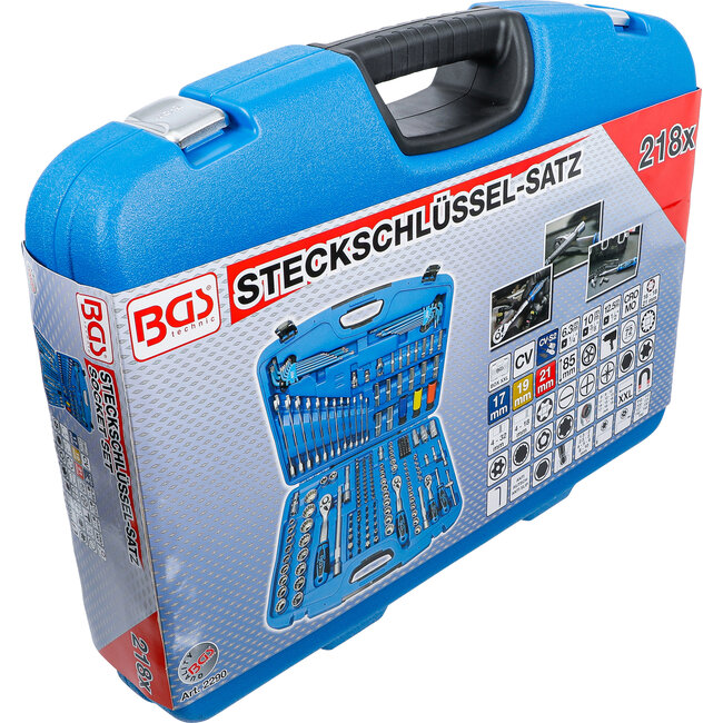 BGS Dopsleutelset - "Gear Lock" - 1/4", 3/8" en 1/2" - 218 delig