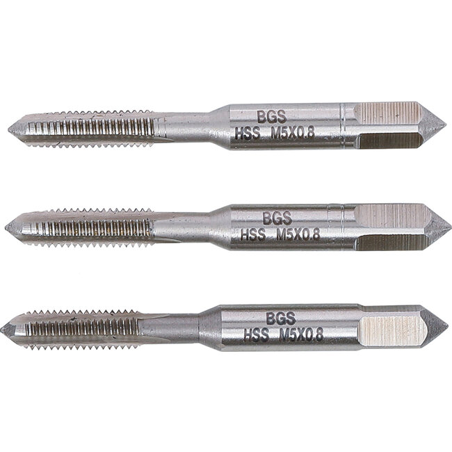 BGS Draadsnijtapset voor-, middel- en nasnijder M5 x 0,8 3 delig