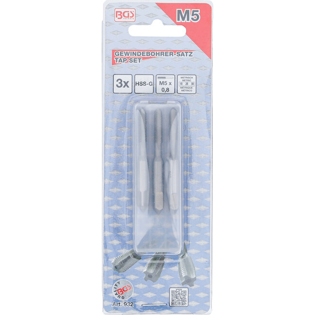 BGS Draadsnijtapset voor-, middel- en nasnijder M5 x 0,8 3 delig