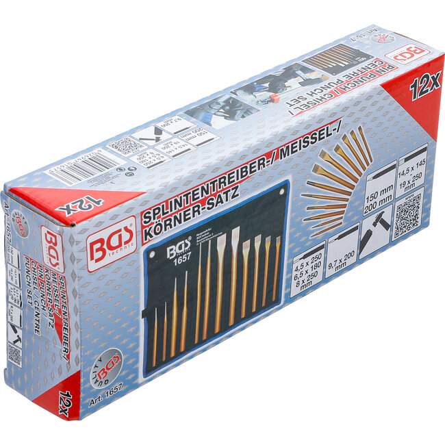 BGS Pendrijver-/beitel-/centerpuntset 12 delig