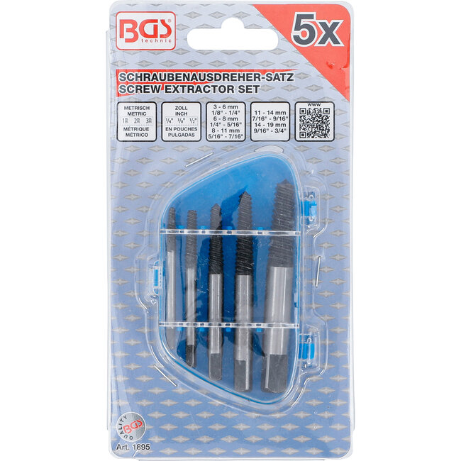 BGS Schroeven uitdraaiset maten 1 - 5, 5 delig