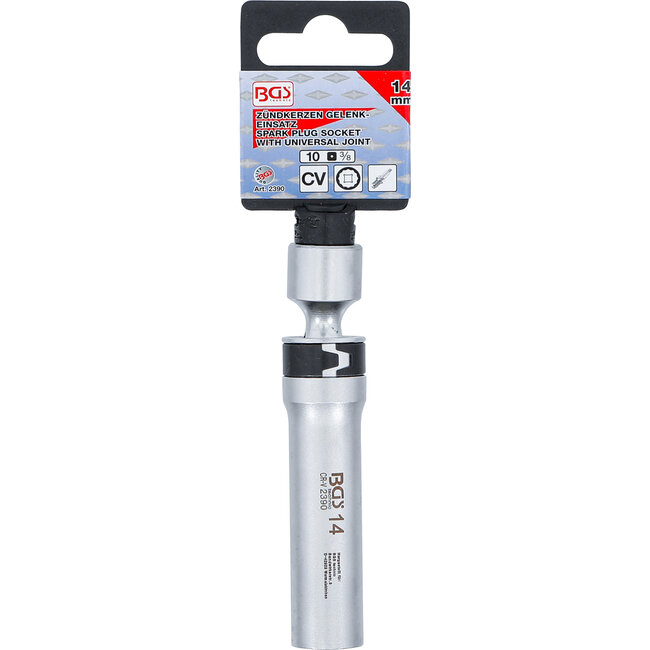 BGS Bougie kniedopsleutel twaalfkant met borgveer 3/8" 14 mm