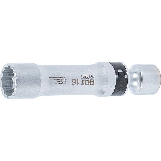 BGS Bougie kniedopsleutel twaalfkant met borgveer 3/8" 16 mm