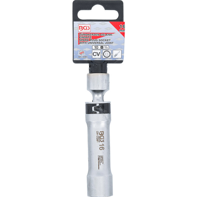 BGS Bougie kniedopsleutel twaalfkant met borgveer 3/8" 16 mm