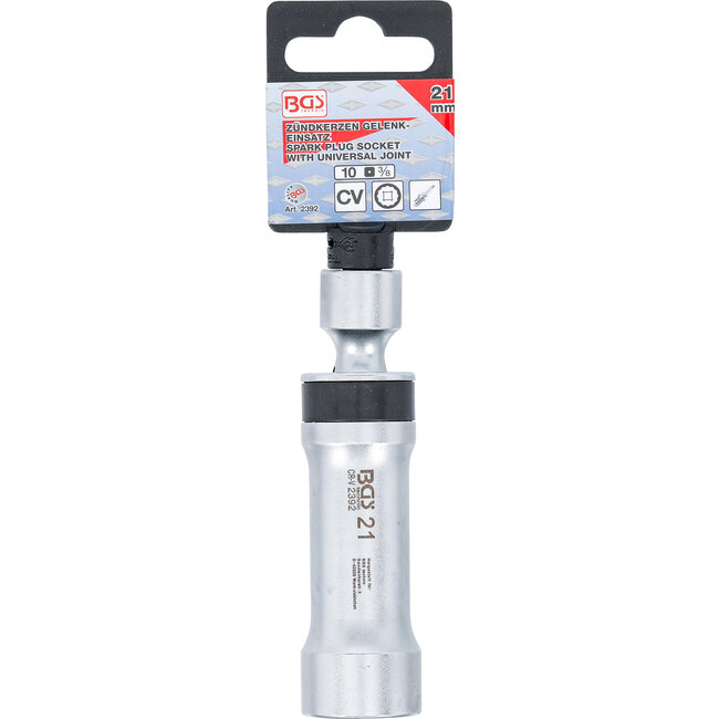 BGS Bougie kniedopsleutel twaalfkant met borgveer 3/8" 21 mm