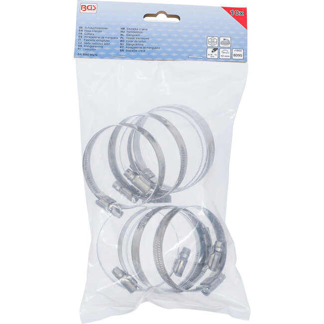 BGS Slangklem roestvrij 50 x 70 mm 10 delig