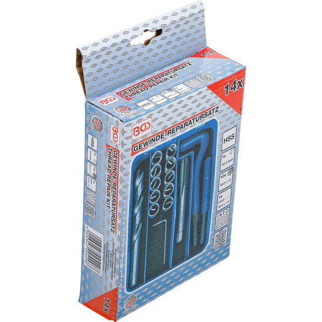 BGS Schroefdraad reparatieset M12 x 1,5 14 delig