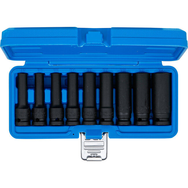 BGS Kracht doppenset E-profiel, diep 1/2" E10-E24, 9 delig