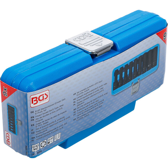 BGS Kracht doppenset E-profiel, diep 1/2" E10-E24, 9 delig