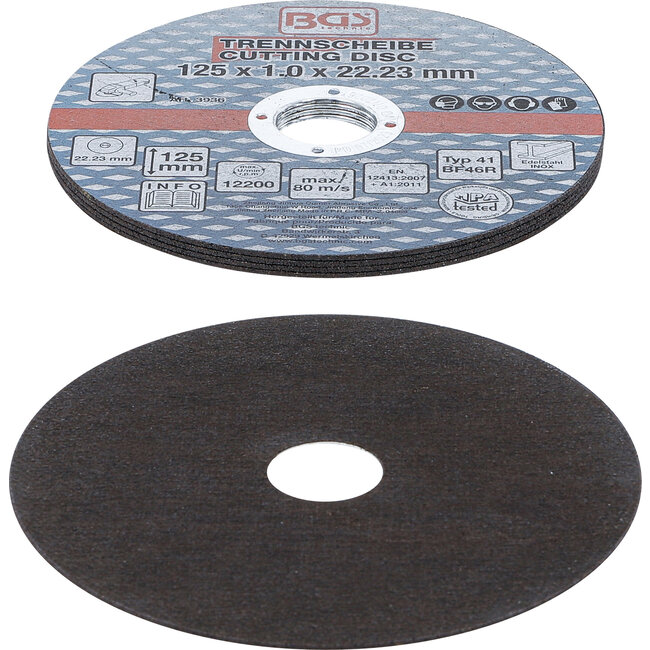BGS Doorslijpschijven voor roestvrij staal Ø 125 x 1,0 x 22,2 mm 5 delig
