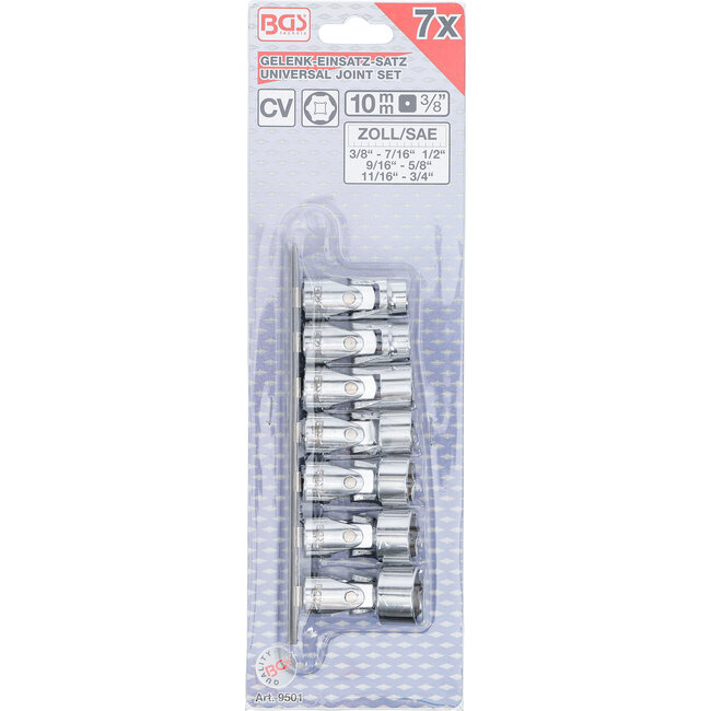 BGS Cardan doppenset 3/8" | 3/8" - 3/4" | inches | 7 delig