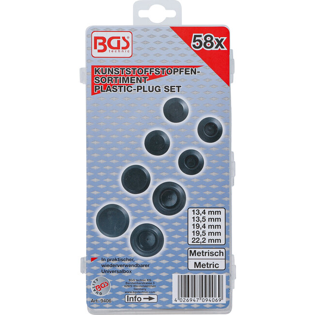 BGS Assortiment kunststof afsluitdoppen 58 delig