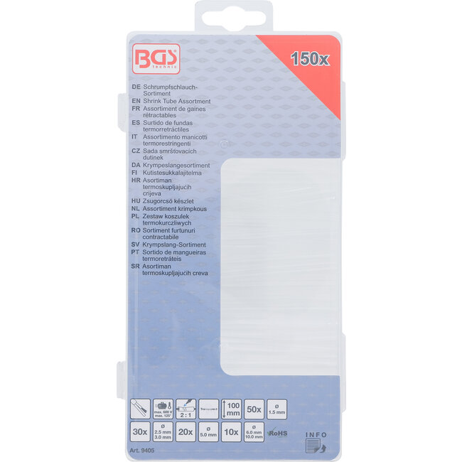 BGS Assortiment krimpkous transparant 150 delig