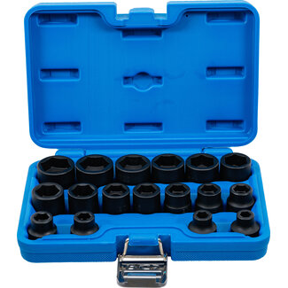 BGS technic Kracht doppenset zeskant, extra vlak 1/2" 8 - 24 mm 17 delig