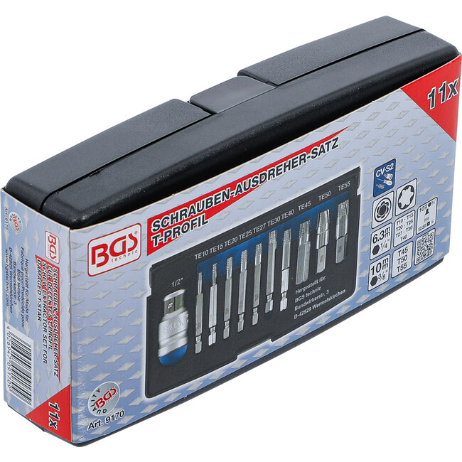 BGS Schroeven uitdraaiset voor defect T-profiel (voor Torx) T10 - T55 11 delig