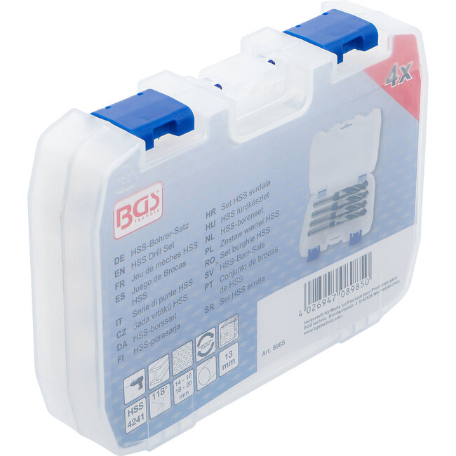 BGS HSS-borenset - 14, 16, 18, 20 mm - 4 delig