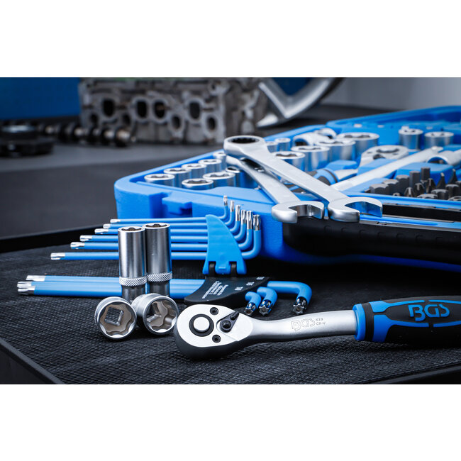 BGS Dopsleutelset golfprofiel 1/4" / 3/8" / 1/2" 218 delig