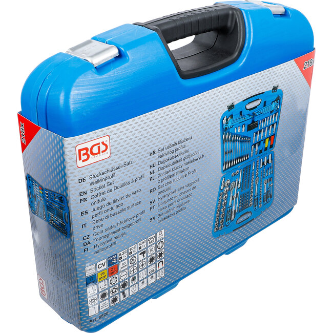 BGS Dopsleutelset golfprofiel 1/4" / 3/8" / 1/2" 218 delig