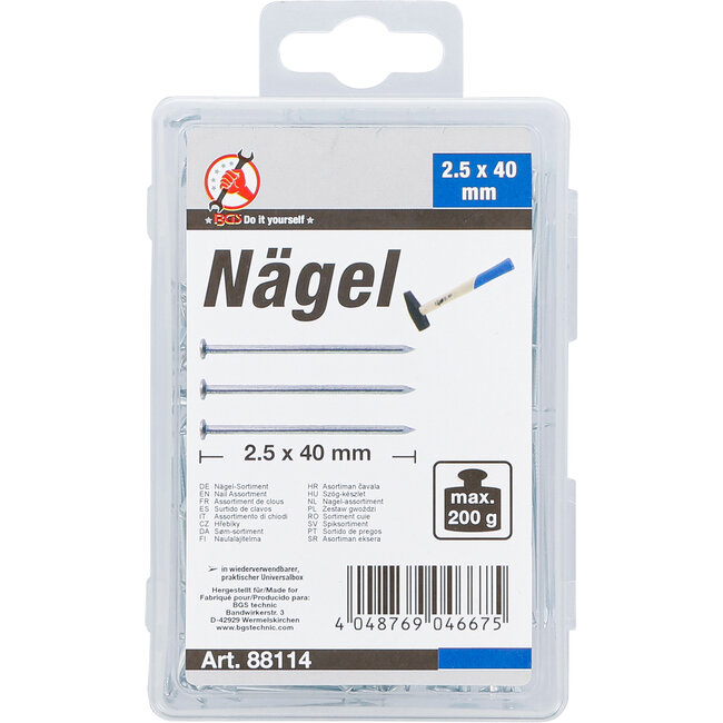 BGS Nagel-assortiment 200 gram 2,5 x 40 mm