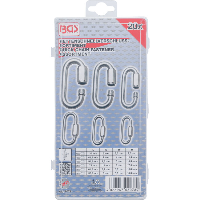 BGS Assortiment karabijnhaken 20 delig