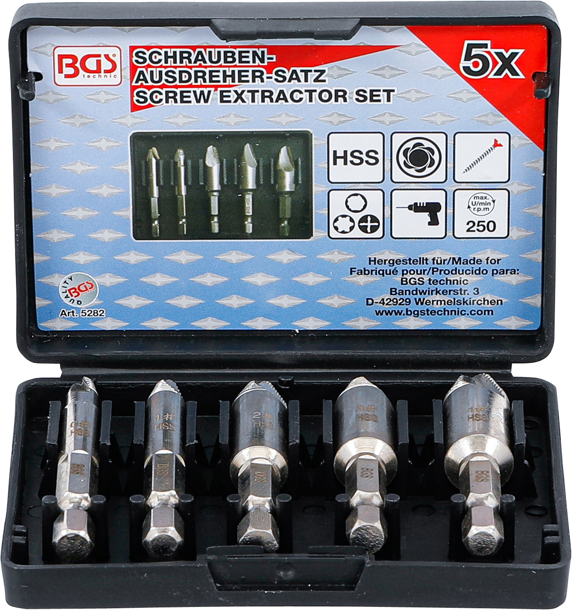 BGS Schroeven uitdraaiset 5 delig