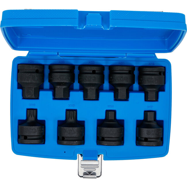 BGS Kracht dopsleutelbitset 3/4" inbus, veeltand (voor XZN) 9 delig