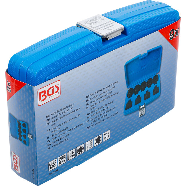 BGS Kracht dopsleutelbitset 3/4" inbus, veeltand (voor XZN) 9 delig