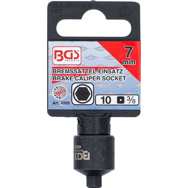 BGS Remklauw dopsleutel zeskant extra kort 7 mm