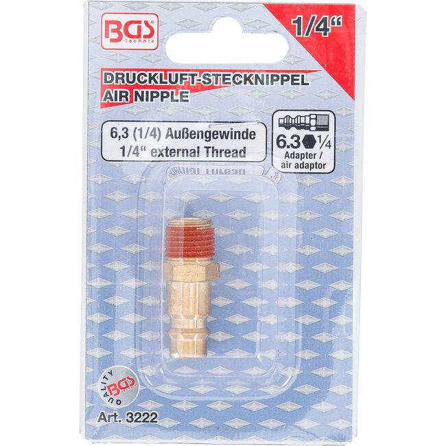 BGS Lucht insteeknippel 1/4" buitendraad