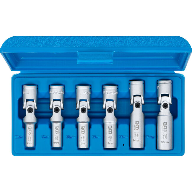 BGS Universele bougie gewrichtssleutel-set zeskant 3/8" 8 - 16 mm 6 delig