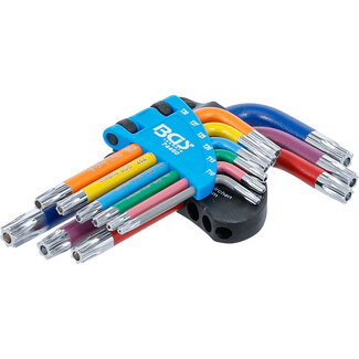 BGS technic Stiftsleutelset - meerkleurig - kort - Torx met boring T10 - T50 - 9 delig