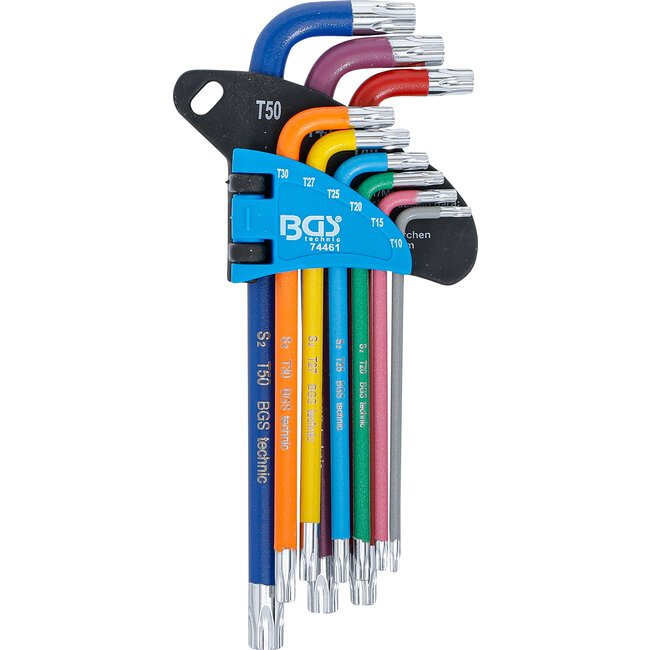 BGS Stiftsleutelset - meerkleurig - Torx met boring T10 - T50 - 9 delig