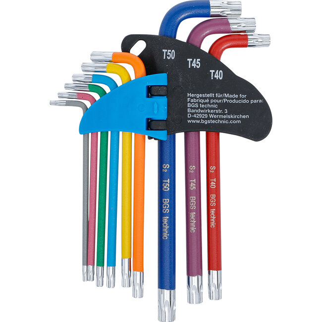 BGS Stiftsleutelset - meerkleurig - Torx met boring T10 - T50 - 9 delig