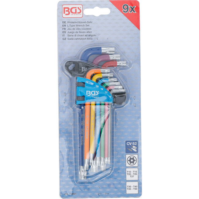 BGS Stiftsleutelset - meerkleurig - Torx met boring T10 - T50 - 9 delig
