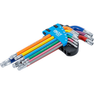 BGS technic Stiftsleutelset - meerkleurig - Torx met boring en kogelkop T10 - T50 - 9 delig
