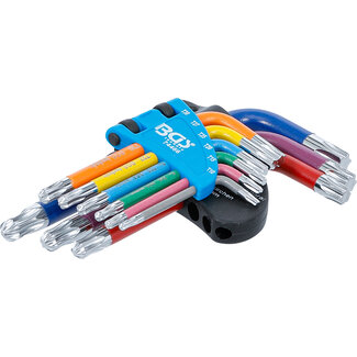 BGS technic Stiftsleutelset - meerkleurig - kort - Torx met kogelkop T10 - T50 - 9 delig