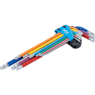 BGS technic Stiftsleutelset - meerkleurig - extra lang - Torx met kogelkop T10 - T50 - 9 delig