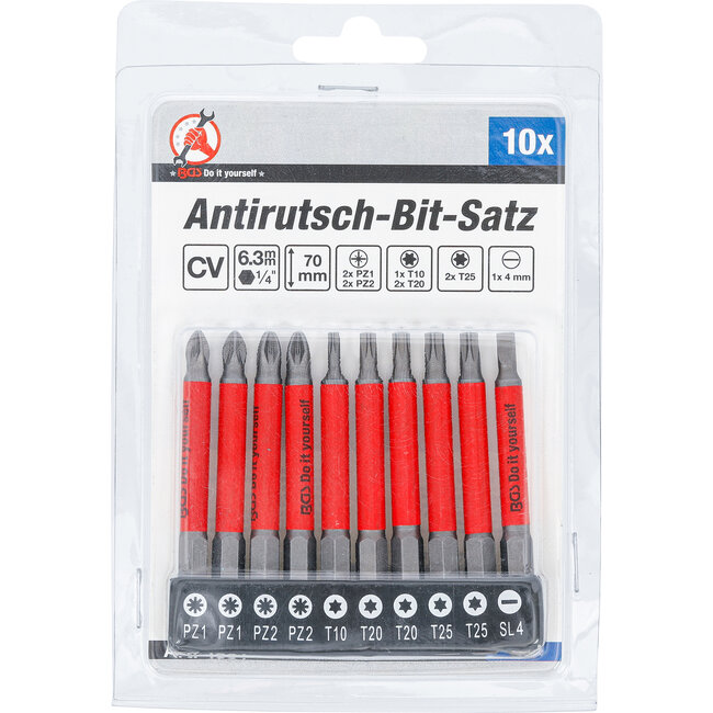 BGS Antislip-bitset - magnetisch - 70 mm - 10 delig