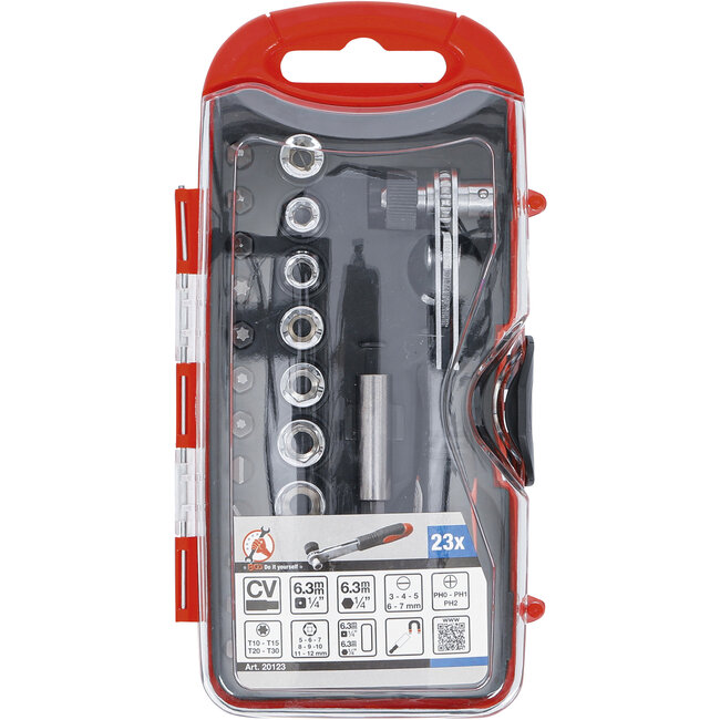 BGS Bit-/dopsleutelset - met bit-ratelsleutel - 23 delig