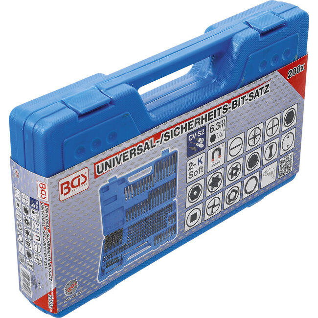 BGS Universele / Veiligheids-bitset - 208-delig - Aandrijving 1/4"
