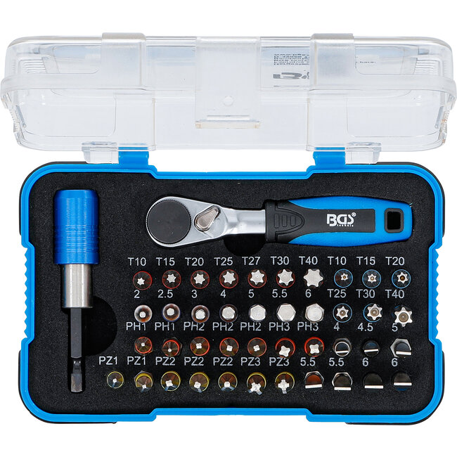 BGS Color bitset - met bit-ratelsleutel - 1/4" - 43 delig