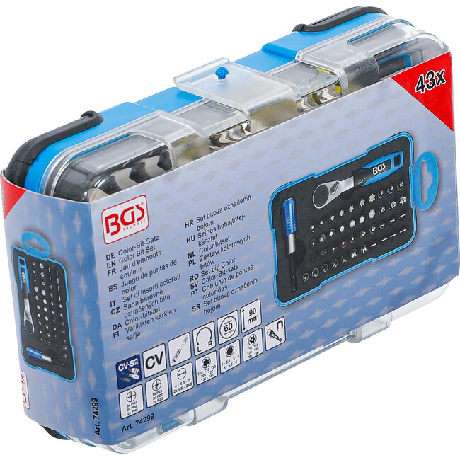 BGS Color bitset - met bit-ratelsleutel - 1/4" - 43 delig
