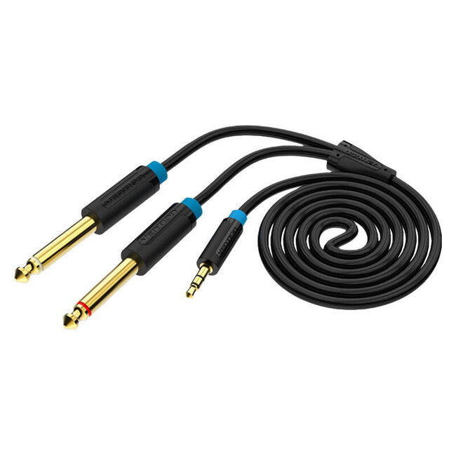 Vention Audiokabel 3,5 mm TRS naar 2x 6,35 mm - 2 meter - Zwart