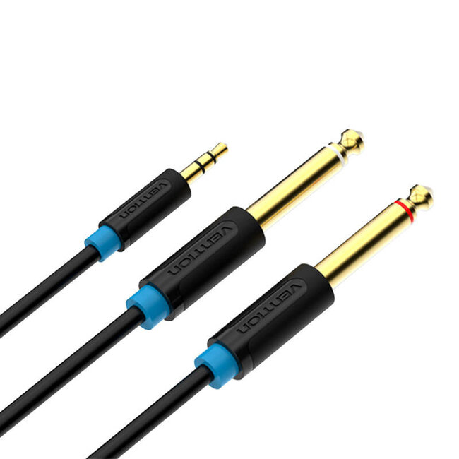 Vention Audiokabel 3,5 mm TRS naar 2x 6,35 mm - 2 meter - Zwart